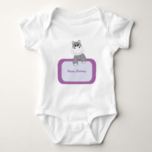 Hippo Happy Birthday Baby Bodysuit
