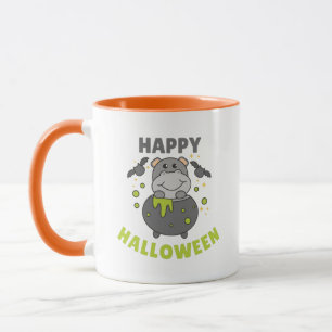 Hippo Happy Halloween Cauldron Bat Mug