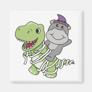 Hippo Happy Halloween T-rex Mummy Costume Magnet