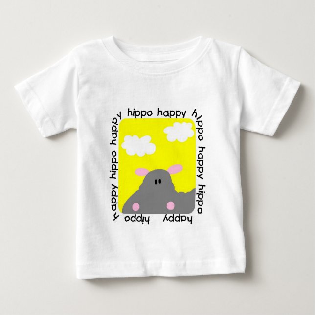 Hippo Happy Toddler Ruffle Dress Baby T-Shirt (Front)