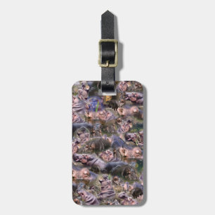 **"Hippo Haven: A Playful Collage of River Giants" Luggage Tag