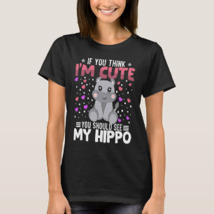 Hippo Heart Valentine's Day Animal For Womens Kids T-Shirt