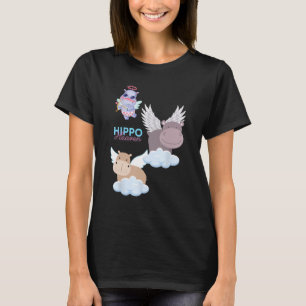 Hippo Heaven Cute Hippos on Clouds Halos Animals K T-Shirt