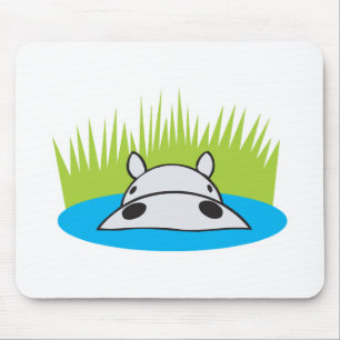 hippo hiding in water mouse pad