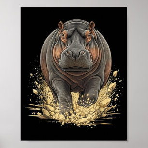 Hippo Hippopotamus for Mum Dad Kids Hippo Animal Poster