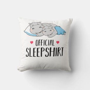 Hippo Hippopotamus Lover Official Sleep Valentine Cushion