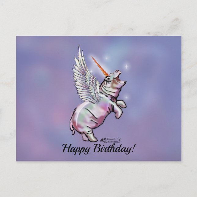 Hippo Hippos Hippopotamus House Blessing Birthday Postcard (Front)