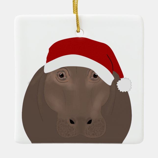 Hippo Holiday Ornament (Front)