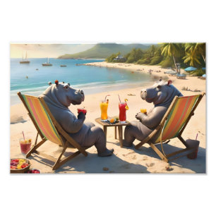 Hippo Hour: Beachside Cocktails and Good Times, Photo Print