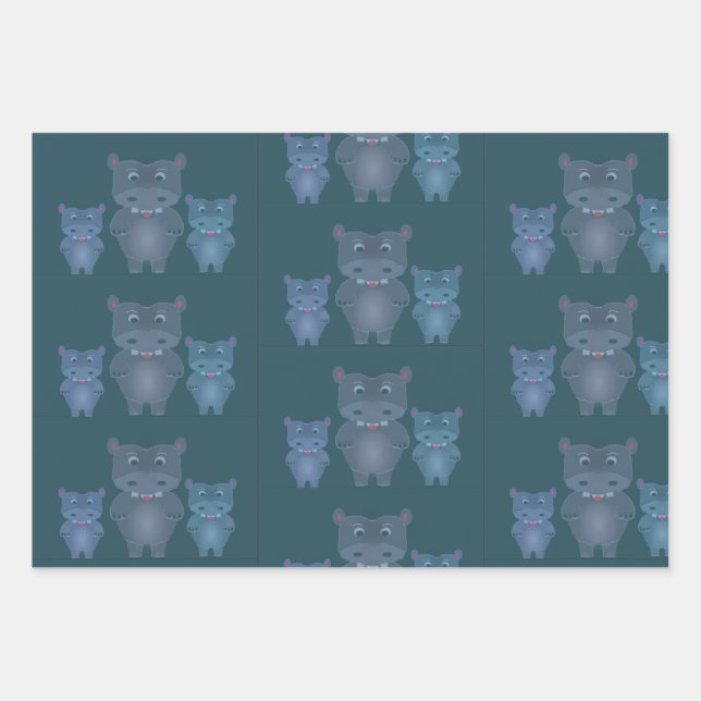 Hippo Hub Wrapping Paper Sheet (Front)