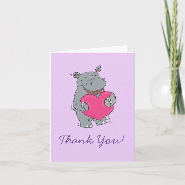 Hippo Hugs Cute Kids Note Card (Front)