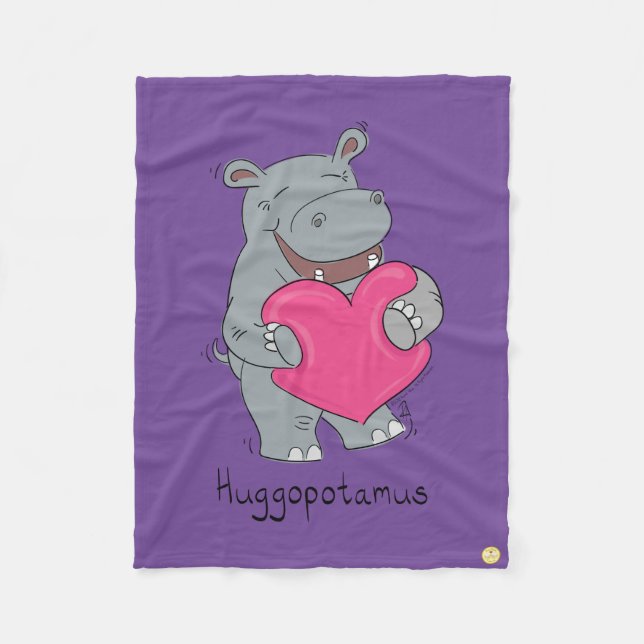 Hippo Hugs Valentine’s Day Fleece Blanket (Front)