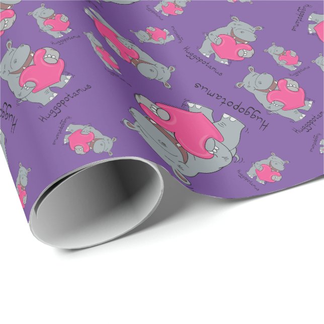 Hippo Hugs Valentine’s Day Wrapping Paper (Roll Corner)
