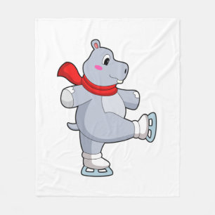 Hippo Ice skating Ice skates Fleece Blanket
