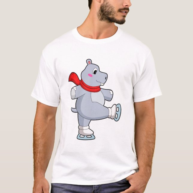 Hippo Ice skating Ice skates T-Shirt (Front)