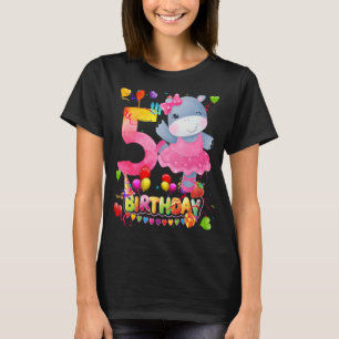 Hippo I'm 5 Years Old Girls Birthday Hippo Party T-Shirt