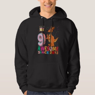 Hippo I'm 9 Years Old Girls Birthday Kangaroo Part Hoodie