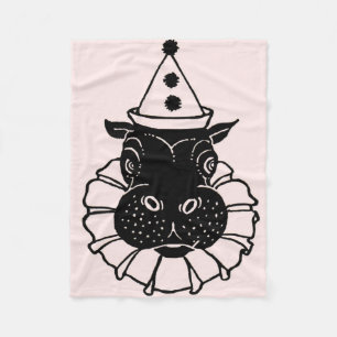 hippo in a party hat fleece blanket