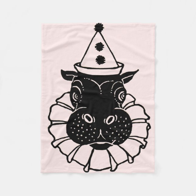 hippo in a party hat fleece blanket (Front)