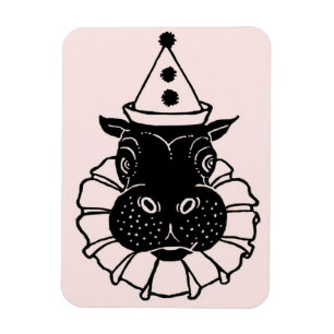 hippo in a party hat magnet