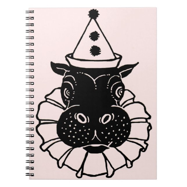 hippo in a party hat notebook (Front)