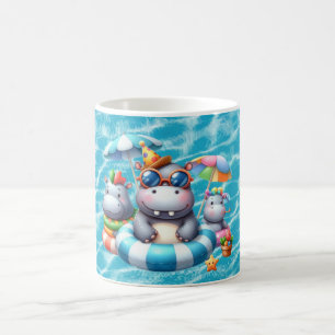 Hippo in the pool with Name Coffee Mug