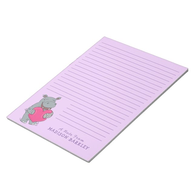 Hippo Kid Cute Valentine's Day Stationary Notepad (Angled)