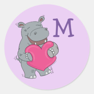 Hippo Kid Cute Valentine's Name Envelope Seal