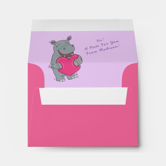 Hippo Kid's Cute Valentine's Day Envelope (Back (Bottom))