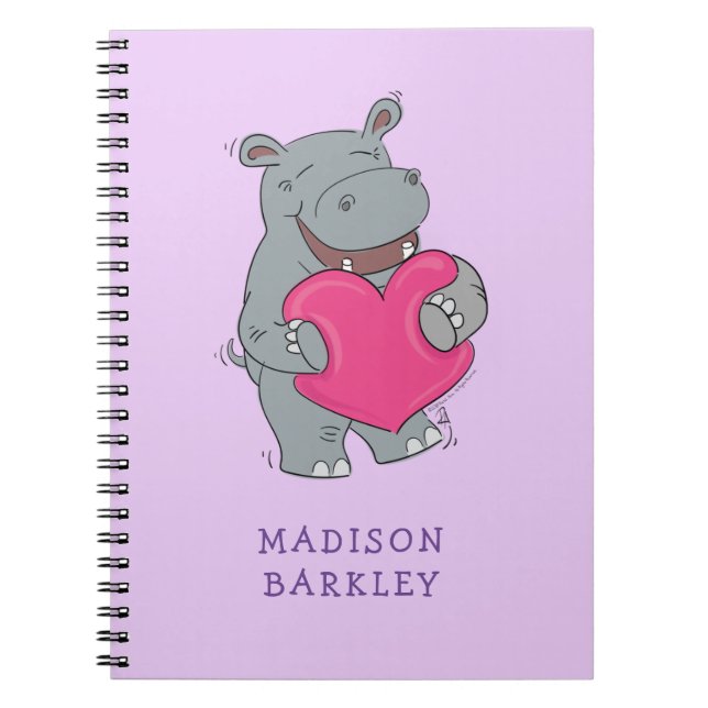 Hippo Kid's Cute Valentine's Day Notebook (Front)