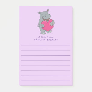 Hippo Kid's Cute Valentine's Day Post-it Notes