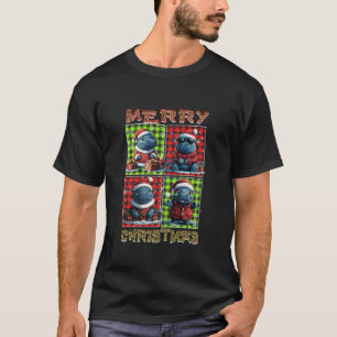 Hippo Leopard Buffalo Plaid Animals Lover Merry Ch T-Shirt