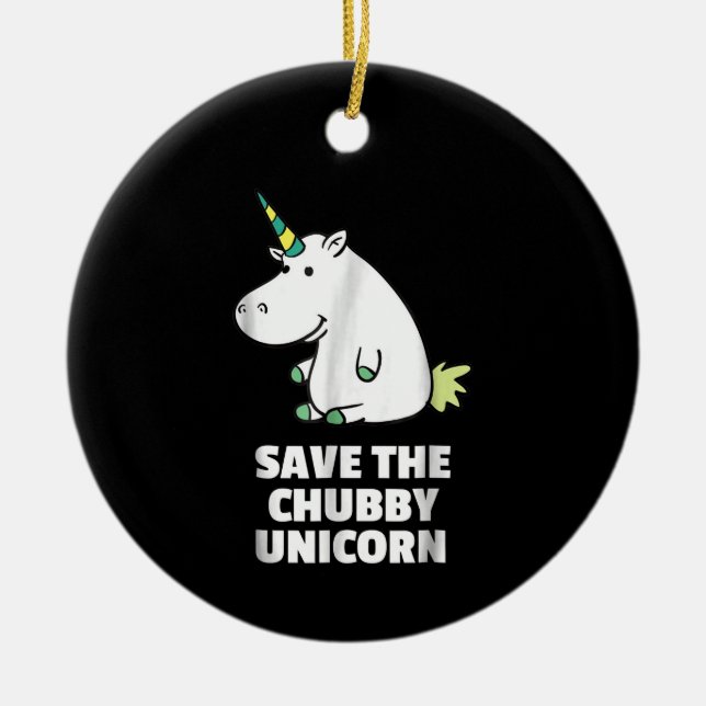 Hippo Lover Gift| Chubby Unicorn Hippo| Cute Hippo Ceramic Ornament (Front)