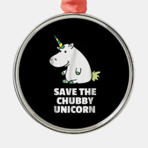 Hippo Lover Gift Chubby Unicorn Hippo Cute Hippo Metal Ornament