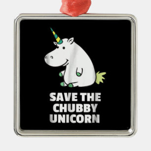 Hippo Lover Gift Chubby Unicorn Hippo Cute Hippo Metal Ornament