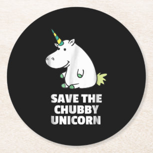 Hippo Lover Gift Chubby Unicorn Hippo Cute Hippo Round Paper Coaster