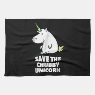 Hippo Lover Gift  Chubby Unicorn Hippo  Cute Hippo Tea Towel