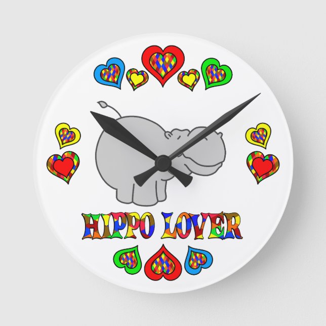 Hippo Lover Round Clock (Front)
