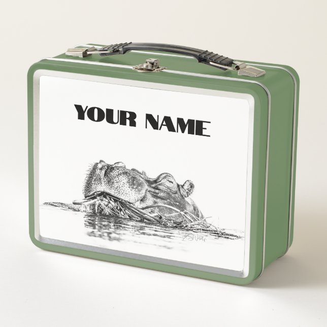 Hippo Lunch Box – Custom Safari Gift (Front)