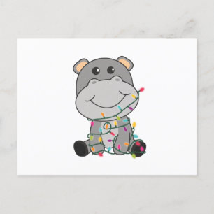 Hippo Merry Christmas Winter Animals Hippos Postcard