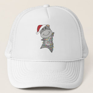 Hippo Merry Christmas Winter Animals Hippos Trucker Hat