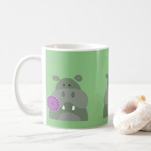 hippo munching a flower fun coffee mug