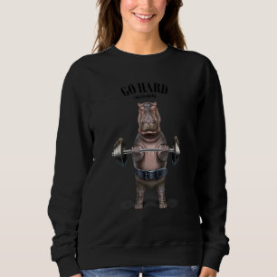 Hippo Muscle Training Weightlifting Fitness In Gym Sweatshirt