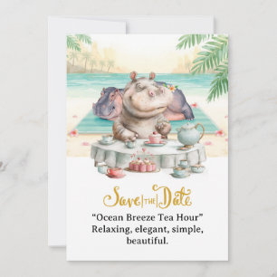  Hippo Ocean Breeze Tea Hour Invitation 