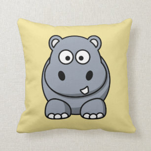 Hippo on a Yellow Background Cushion