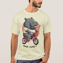 Hippo on Bicycle "Lighter ,please" Classic T-shirt