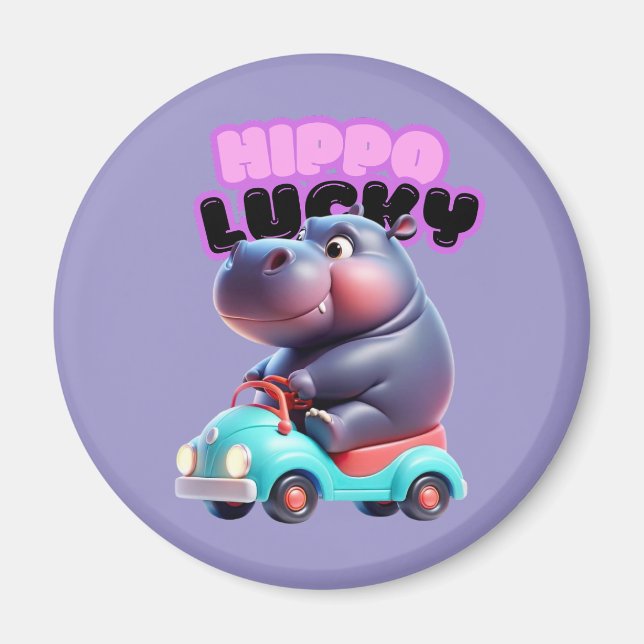 Hippo on Wheels Magnet (Front)