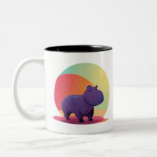 Hippo Painted Cute Two-Tone Coffee Mug