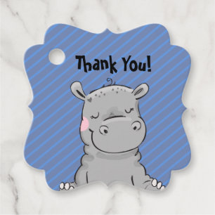 Hippo Party Favour Thank You Favour Tags