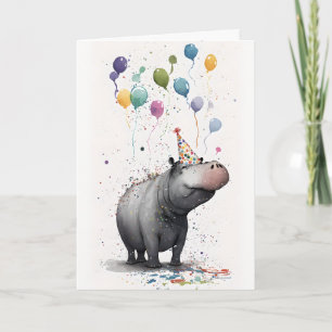 Hippo Party Greeting Card